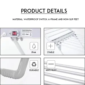 Alivio Electric Heated Clothes Airer Folding Laundry Clothes Dryer Portable Heat Rack