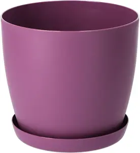 Plant Pots Flower Planter 6 Colours 8 sizes Matt Plastic Pot + Saucer Tray Deco Violet 18cm