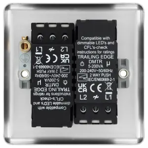 GoodHome Raised rounded profile Double 2 way 200W Dimmer switch Silver 2 gang