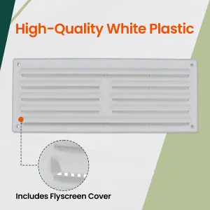 Plastic Air Vent Louvre Grille with Flyscreen Cover for Walls and Ceilings, (L) 165mm (W) 85mm