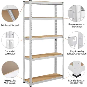 Yaheetech Silver 5 Tier Steel Storage Rack for Home Office