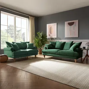 Churchill 3 Seater Sofa With Scatter Back Cushions, Dark Green Velvet