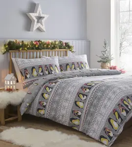 Penguins Christmas Duvet Cover Set