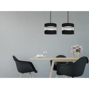 Luminosa Helen Straight Bar Pendant Ceiling Light Black, Silver 45cm