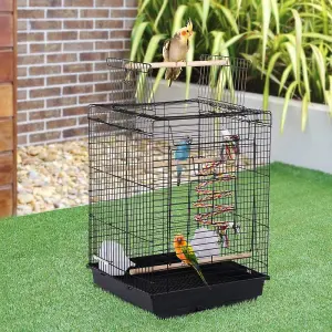 Metal Open Top Bird Cage for Small Parrot Finch Canary Canary Parakeet Cockatiel Travel Cage Blac