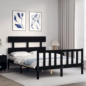 Berkfield Bed Frame with Headboard Black 120x200 cm Solid Wood