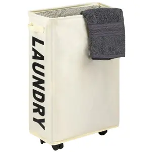 Sorter and Organizer on Wheels - 22" Rolling Slim Laundry Basket with Stand - Laundry Hamper Basket