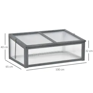 Outsunny Square Wooden Outdoor Greenhouse for Plants PC Board 100 x 65 x 40cm