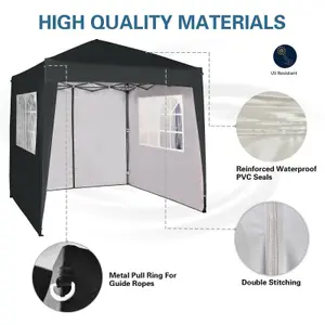 MCC Direct 2X2 Pop up Black Gazebo with Sides