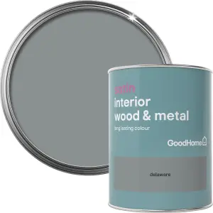 GoodHome Delaware Satin Metal & wood paint, 750ml