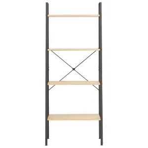 Berkfield 4-Tier Standing Shelf Light Brown and Black 56x35x140 cm