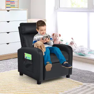 Costway Kids Recliner Chair PU Leather Ergonomic Adjustable Sofa Chair Lounge Chair