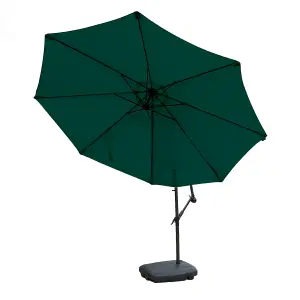 KCT Garden Parasol 3.5m Large Green Cantilever with Base