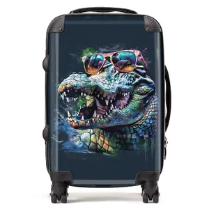 Crocodile In Glasses Splashart Suitcase - Cabin