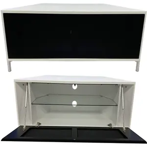 Alphason Wooden Hyde White 1200 Corner TV Stand for up to 60" With Glass Shelf