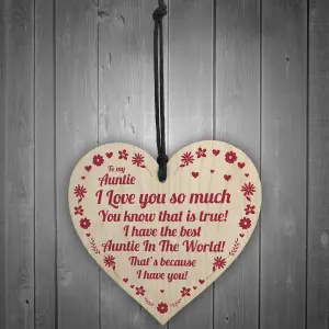 Novelty Auntie Birthday Mothers Day Gift Wood Heart Love Gift Thank You Plaque