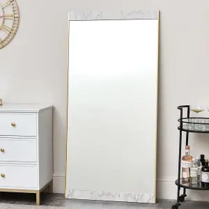 Melody Maison Luxe Gold & Faux Marble Mirror - Large 155cm x 75cm