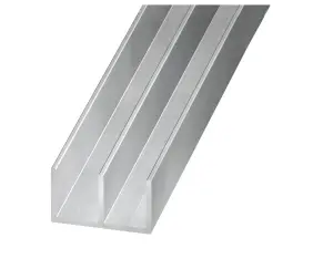 Powder-coated Aluminium Double U-shaped Angle profile, (L)2m (W)16mm (D)10mm (T)1.3mm