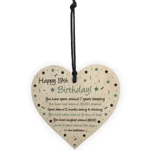 Red Ocean Funny 19th Birthday Gift For Daughter Son Wood Heart Novelty 19th Birthday Card