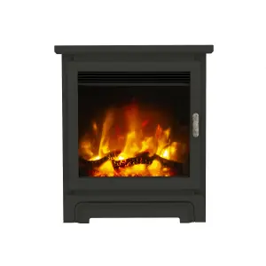 BeModern Kempton 2W Matt Black Cast iron effect Electric Stove (H)638mm (W)564mm