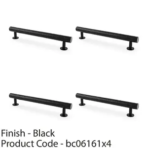 4 PACK - Hammered T Bar Pull Handle - Matt Black - 160mm Centres SOLID BRASS Drawer