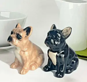 French Bulldog Black Tan ceramic Salt & Pepper shaker set Frenchie lover gift