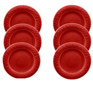 Purely Home Crackle Red Melamine Side Plates - Set of 6