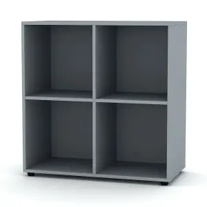 URBNLIVING 4 Cube Grey Wooden Bookcase Shelving Display Shelves Storage Unit Wood Shelf Without Door