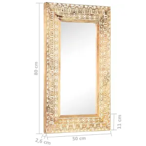 Berkfield Hand-Carved Mirror 80x50x2.6 cm Solid Mango Wood