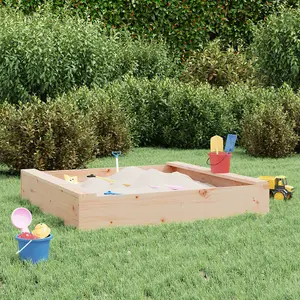 Berkfield Sandbox with Seats Square Solid Wood Pine