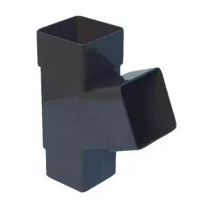 Anthracite Grey Square Downpipe Branch Connector, Freeflow Rain Water Systems