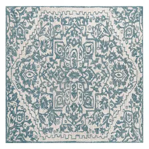 Wool Area Rug 200 x 200 cm White and Blue AHMETLI