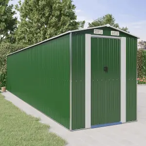 Berkfield Garden Shed Green 192x855x223 cm Galvanised Steel