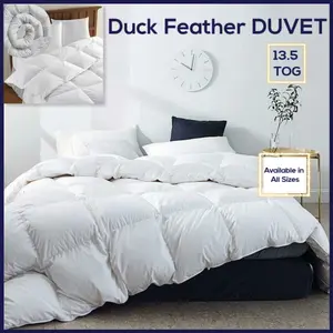 Duck Feather & Down Duvet 13.5 Tog Quilt Desgin Hotel Quality Bedding Soft Warm Cosy Anti-Allergy All Sizes