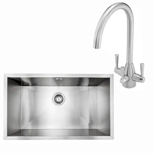 ENKI Kitchen Set Topmount Drinking Water Filter with Overflow Brushed Steel Mixer Tap & Sink