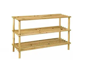 3 Tier Natural Wooden Entry Way Shoe Rack Storage Bench Durable & Sturdy Space Saver Perfect for Hallway Bedroom Organiser Holder