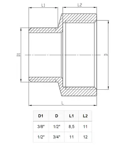 Invena 3/4x1/2 Inch Pipe Connection Female x Male Reduction Fittings Chrome