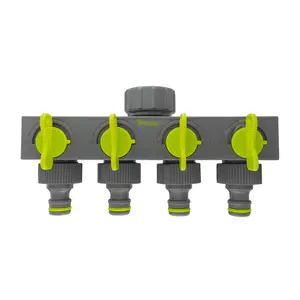 garden tap four way splitter,allows 4 connections fron one tap,individual flow valves