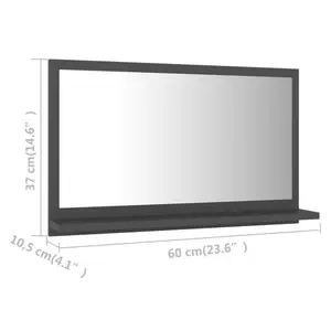 Dorlene Framed Wall Mounted Bathroom Mirror Grey / 60 cm