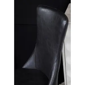 Interiors by Premier Black Leather Dining Chair, Effortless Cleaning Lounge Chair for Living Room, Space-Saving Dining Chair