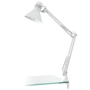 Table Desk Lamp Colour Shiny White Moveable In Line Switch Bulb E27 1x40W