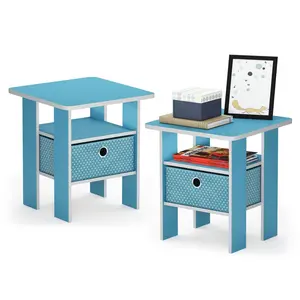 Joseph Side Table Nightstand with Bin Drawer, 2 per set (Set of 2) Light Blue