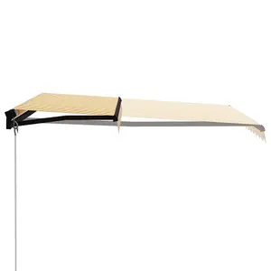 Berkfield Manual Retractable Awning with LED 300x250 cm Yellow and White