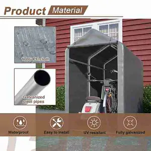 Small Grey Backyard Waterproof Bicycle Motorbike Storage Tent PE Shelter