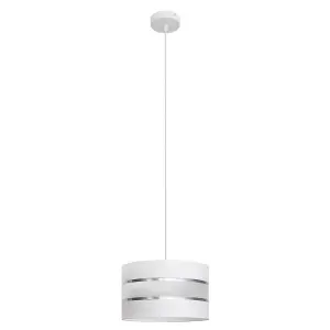 Luminosa Helen Cylindrical Pendant Ceiling Light White, Silver 25cm