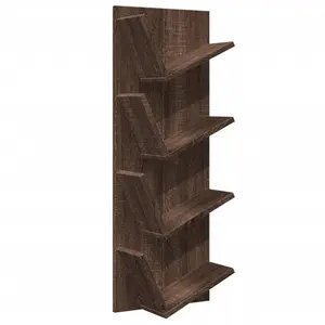 Alpen Home Wall Bookshelf 4-Tier Smoked Oak 33X16x90 Cm Brown Oak