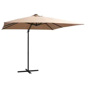 Berkfield Cantilever Umbrella with LED lights and Steel Pole 250x250 cm Taupe