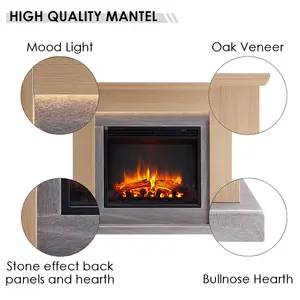 FLAMME Mardella Fireplace with 40" surround with 2kW Fireplace Heater Black Multiple Colours Available