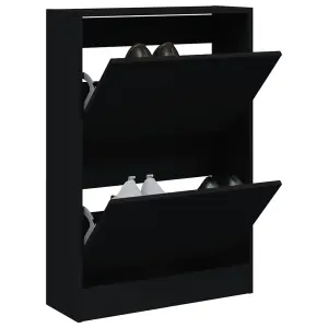 Shoe Cabinet Black 60x21x87.5 cm Engineered Wood