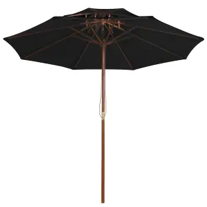 Berkfield Double Decker Parasol with Wooden Pole Black 270 cm